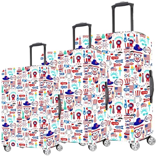 Image of Printed Travel Luggage Cover for Suitcase - Stretchable & Scratchproof Trolley Bag Protector (New 11 US Style)