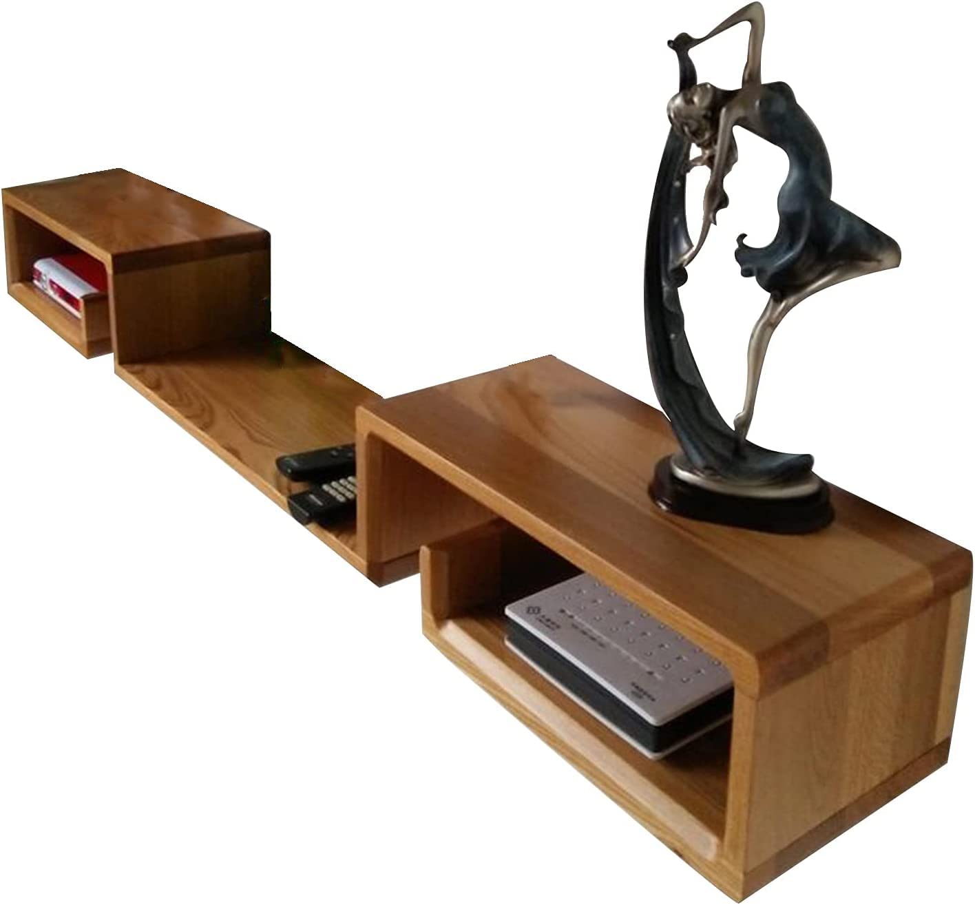 Gabinete de Tv Flotante, Decodificador de Soporte de Tv Montado en la Pared, Centro de Entretenimiento de Medios de Maderaiza para Ps4 / Decodificador de Cable/Reproductor de Dvd/Consola de Jue