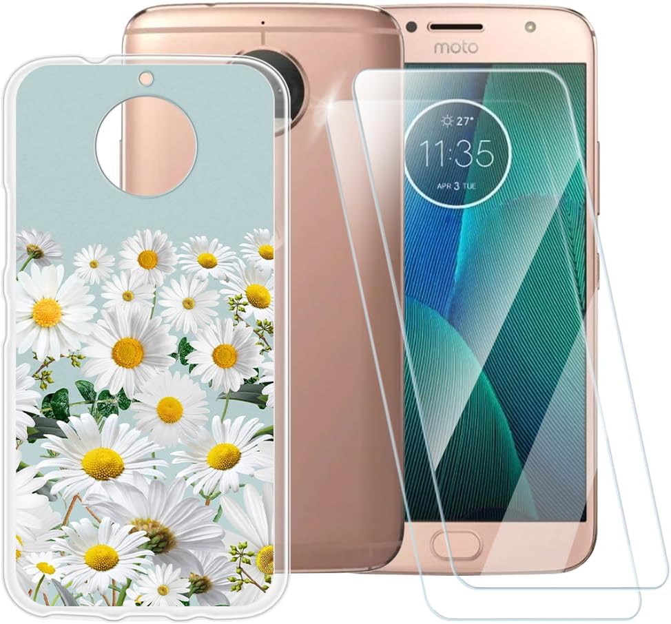 Tempered Glass and Case for Moto G5S Plus - Flower 5