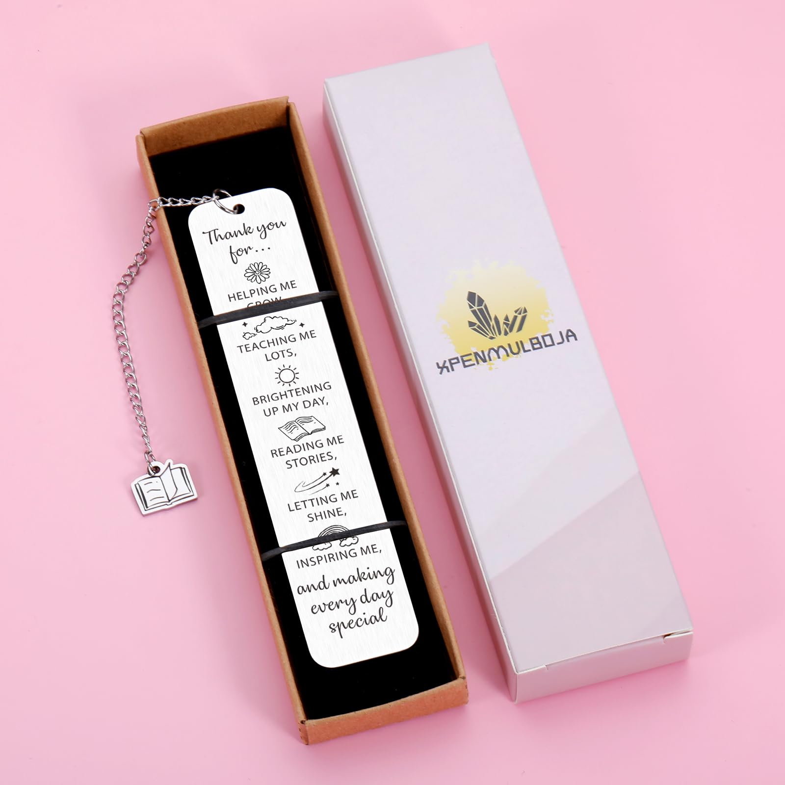 Teacher Appreciation Bookmark Gift - Stainless Steel 'Thank You For Being Part Of My Story' Bookmark With Chain - View #9