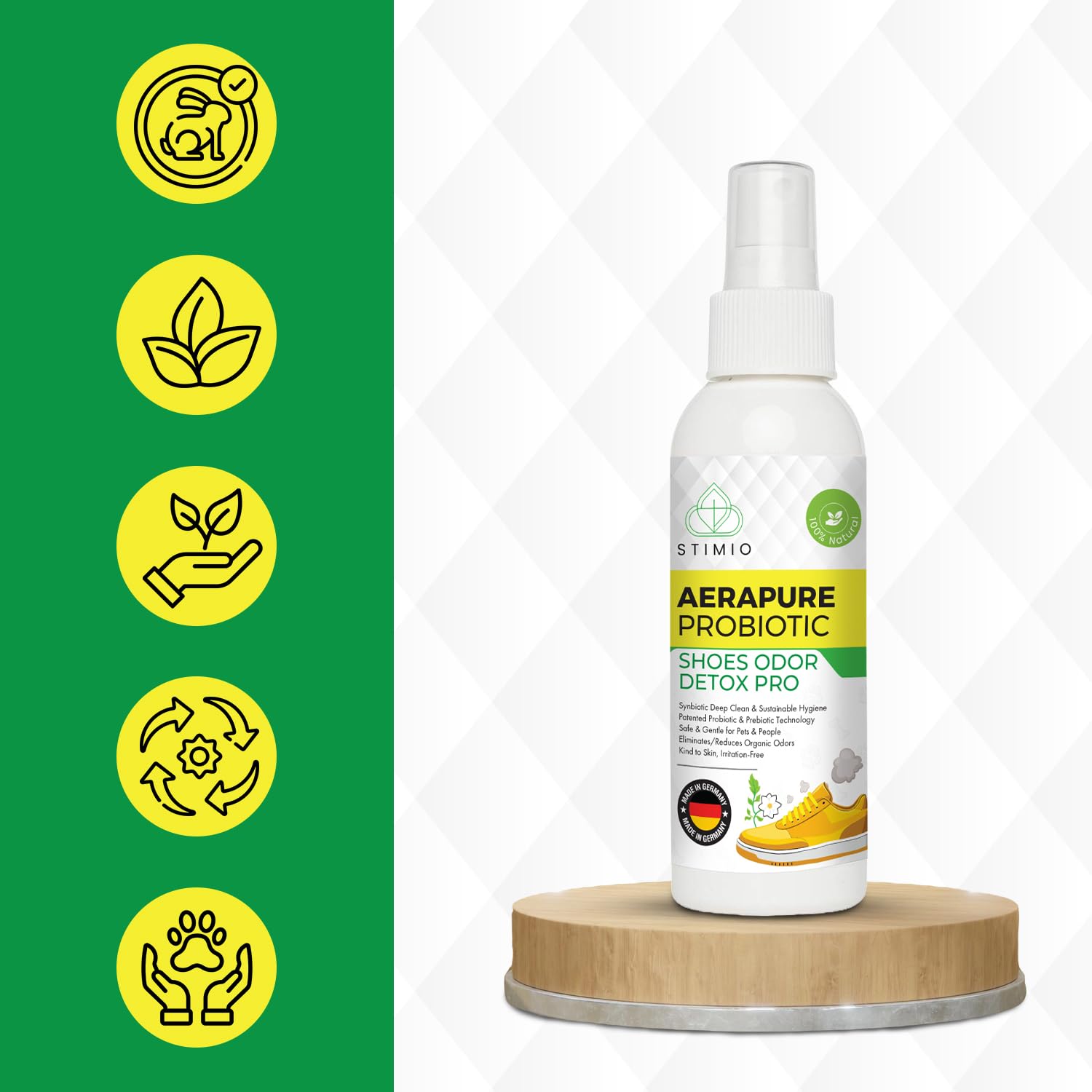 ¡Adiós al mal olor de pies! Spray desodorante probiótico y enzimático contra el sudor – Elimina olores con microorganismos activos – Natural, ecológico y sin perfumes sintéticos