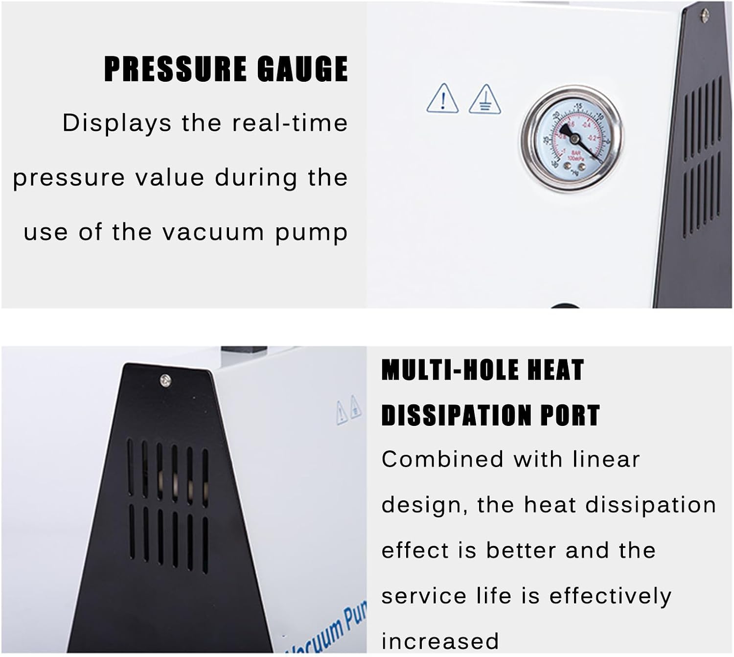 Portable Lab Vacuum Pump, Oilless Diaphragm Vacuum Filtration, Vacuuming Speed 15 L/min, Max Vacuum Degree 0.092MPa, for Medical Science Lab Workshop