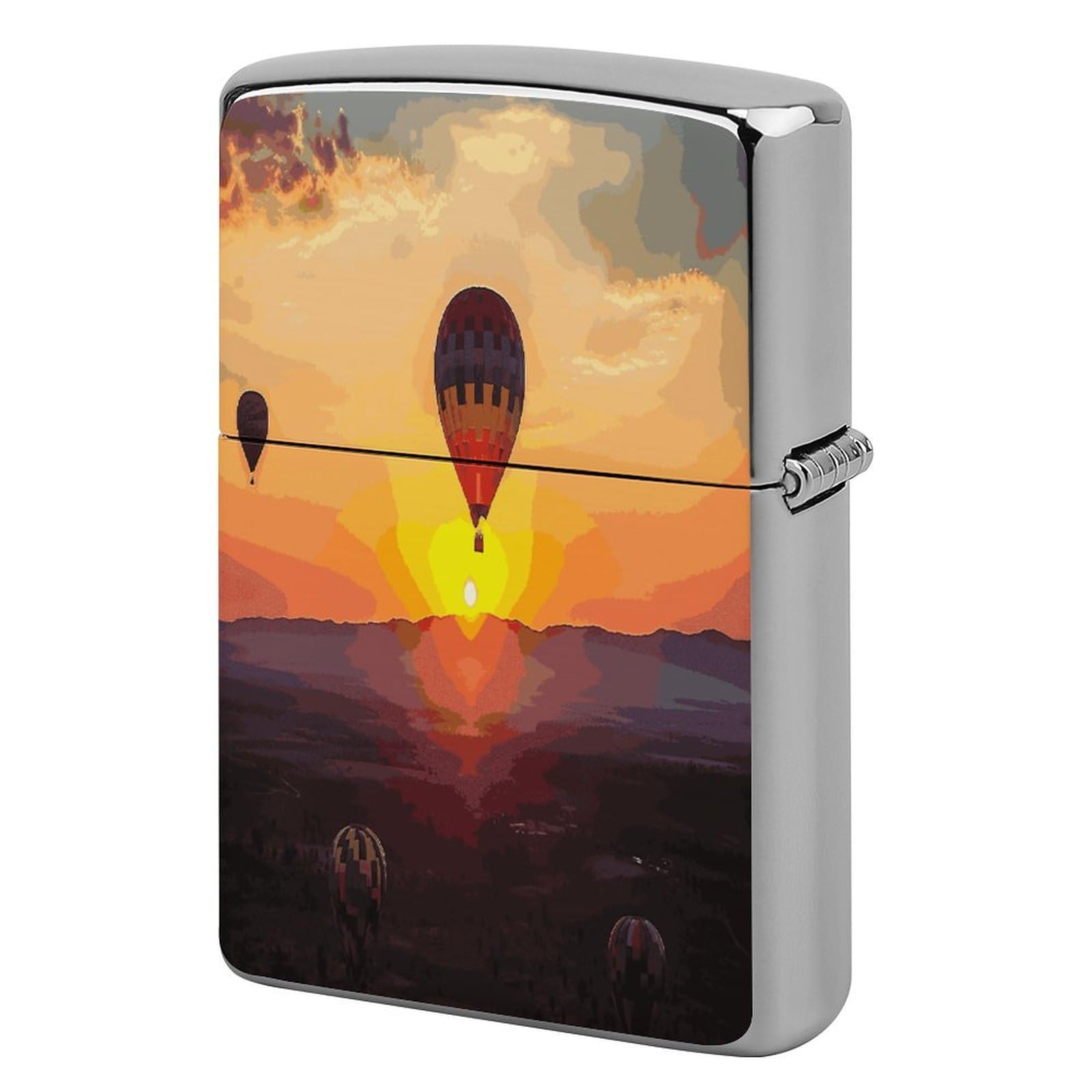 Btcowzrv Style Hot Air Balloon Sunset Metal Lighter Case Sleeve Cover Holder