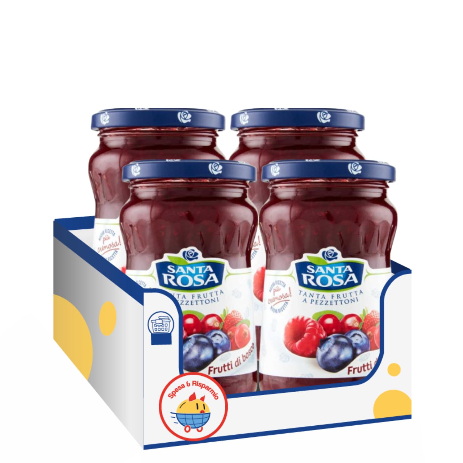 Confettura ai Frutti di Bosco 350 g – Marmellata con Frutta a Pezzettoni Ideale per Colazione e Dolci – Variazioni 4/8/12 Pezzi (12 PEZZI)