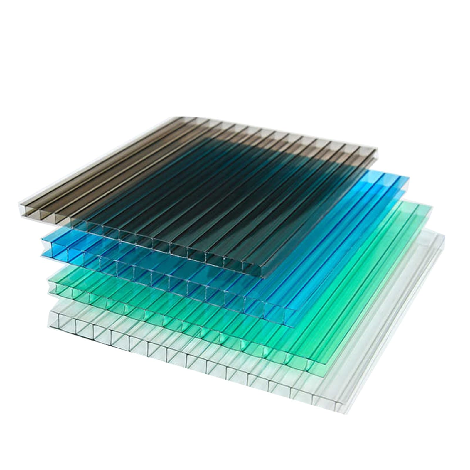 Generisch 48 doppelwandige Polycarbonat-Dachplatten, leicht und bruchsicher, geeignet für Heimwerkerprojekte, Gewächshäuser, Schuppen und Außenanwendungen (Grün, 50 x 50 cm, 10 mm)