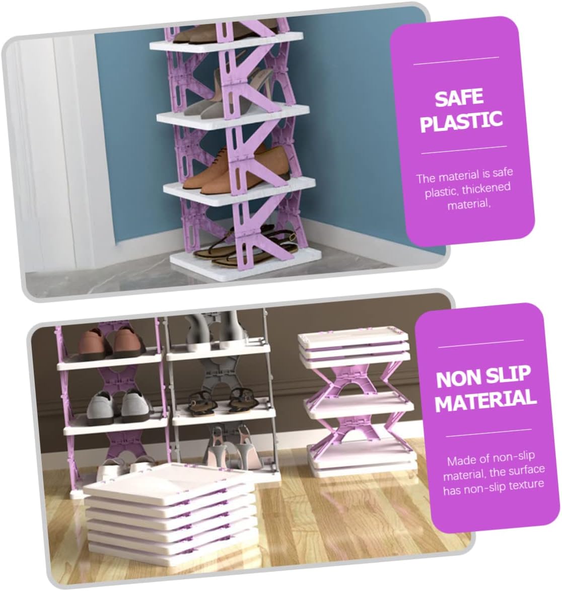 Folding Shoe Rack for Kids Space-Saving Shoe Organizer Portable Storage Rack for Bedroom and Bathroom Easy-Install Collapsible