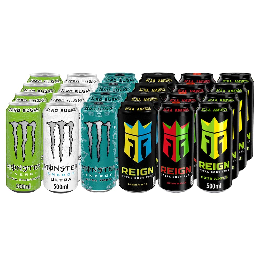Buy Monster Ultra & Reign Energy Drink Mega Mixed Case (24 Pack) Ultra, Paradise, Fiesta