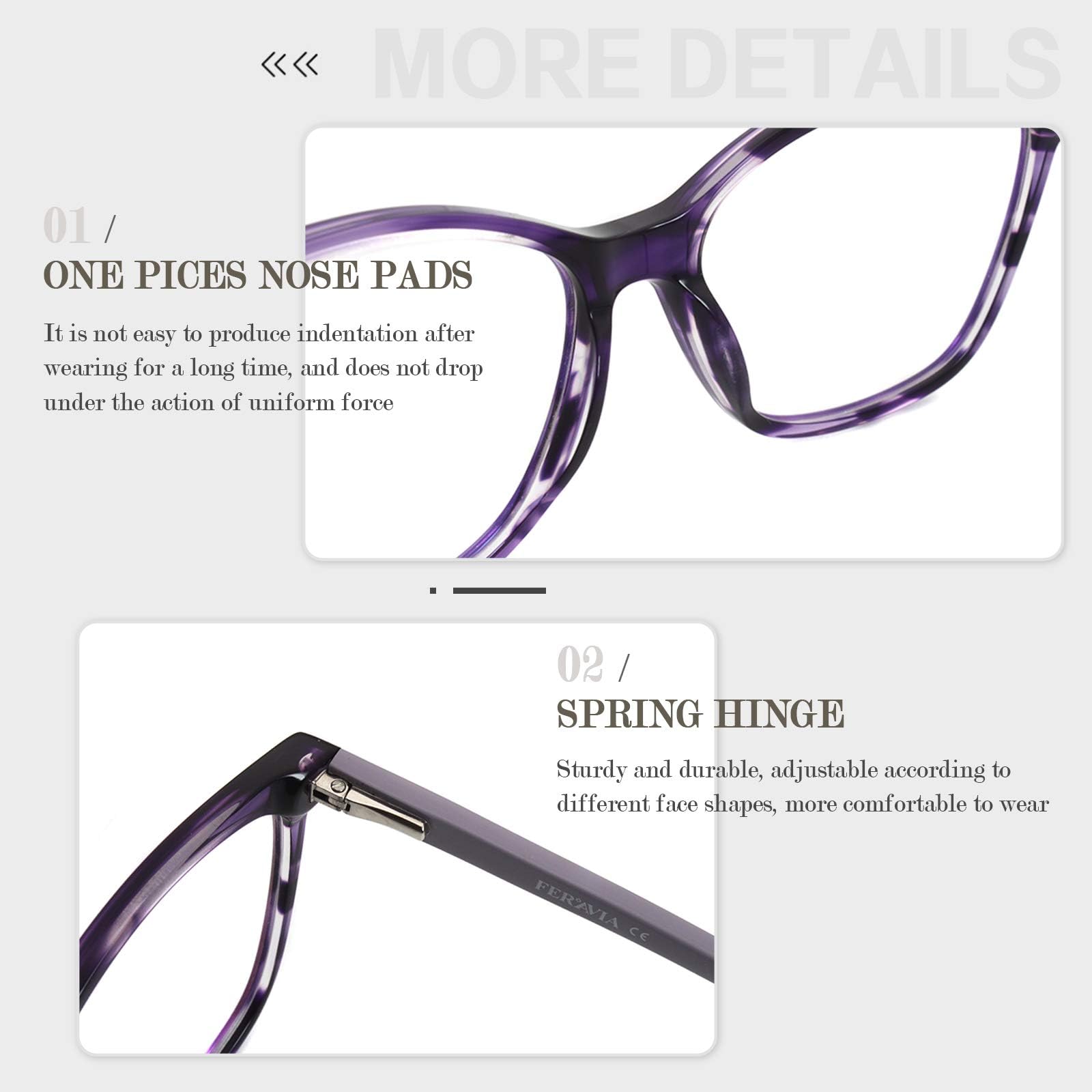 Eleganti occhiali da vista classici da donna con lenti trasparenti ottiche quadrate in acetato lucido senza prescrizione