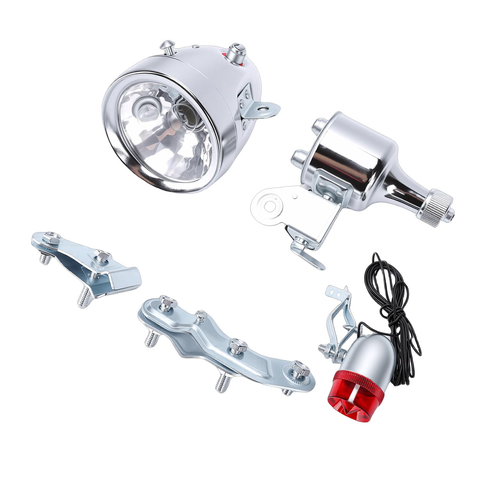 Generatore Dinamo Faro Kit Fanale Posteriore 12V 6W Kit Luce Generatore di Attrito per Bici Impermeabile con Robusto Alloggiamento in Metallo per la Modifica della Bici retrò