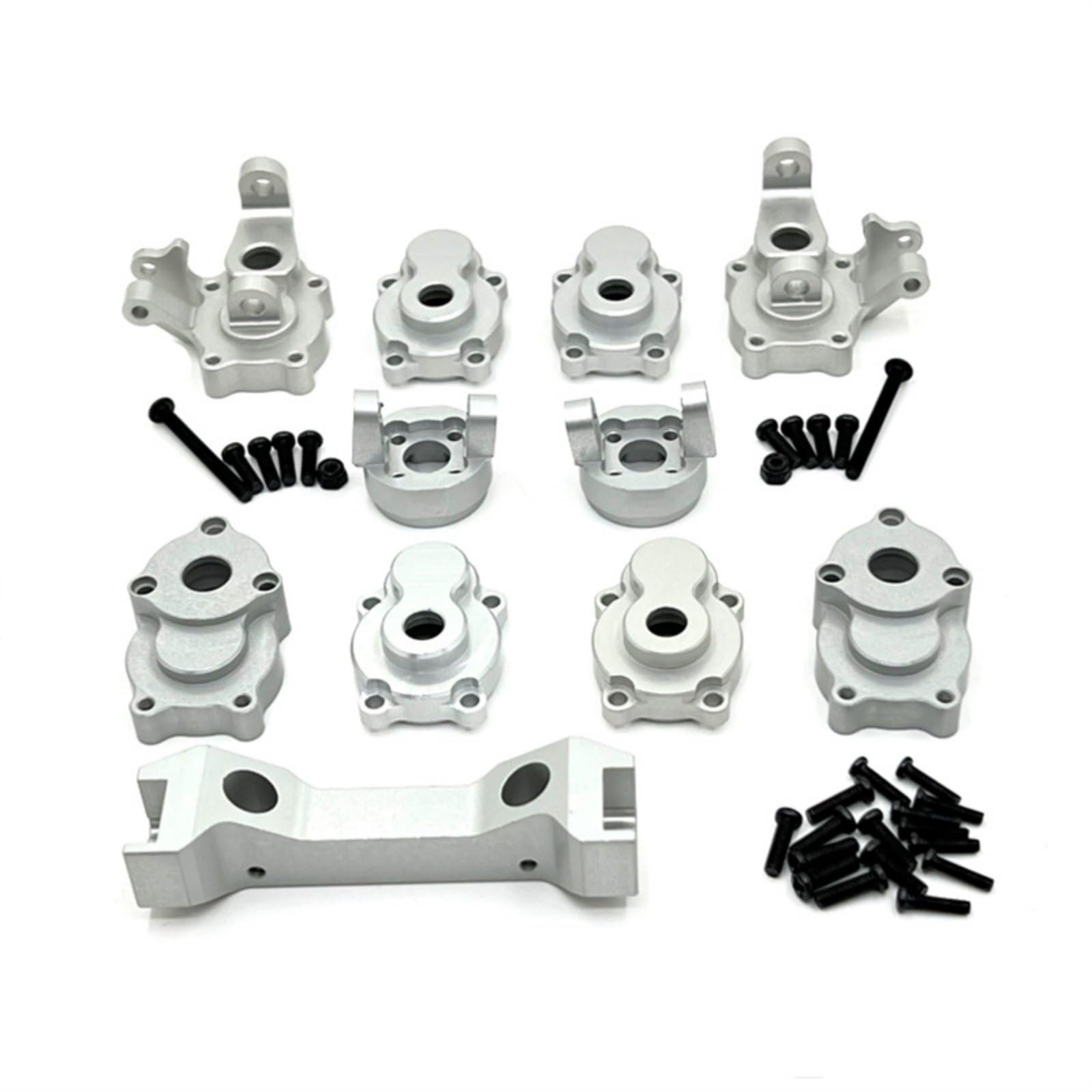 Ricambi Auto RC Set Tazza Sterzo Supporto Snodo C Tirante Struttura Metallo Lega Alluminio Compatibile YK4102 YK4103 YK6101 Adatto per Upgrade Sterzo, Argento