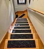 GROWLING Stair Treads for Wooden Steps 8"X30", 15Pcs Stair Rugs with Measuring Tool, Peel & Stick In