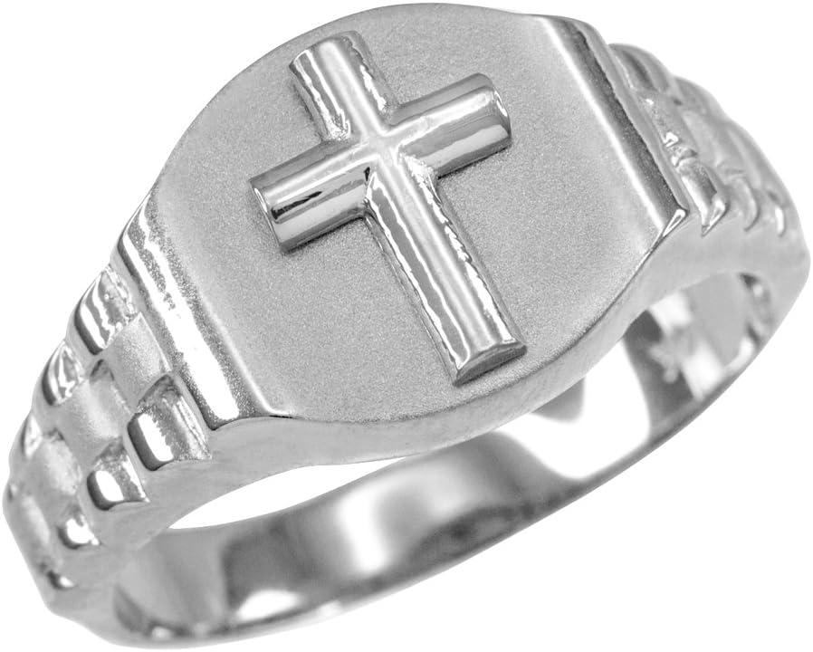 LA BLINGZ 925 Sterling Silver Cross Ring Men's Size 6-16