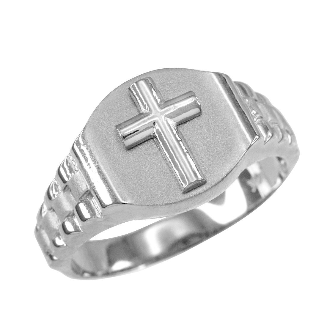 LA BLINGZ925 Sterling Silver Cross Ring Men's Size 6-16