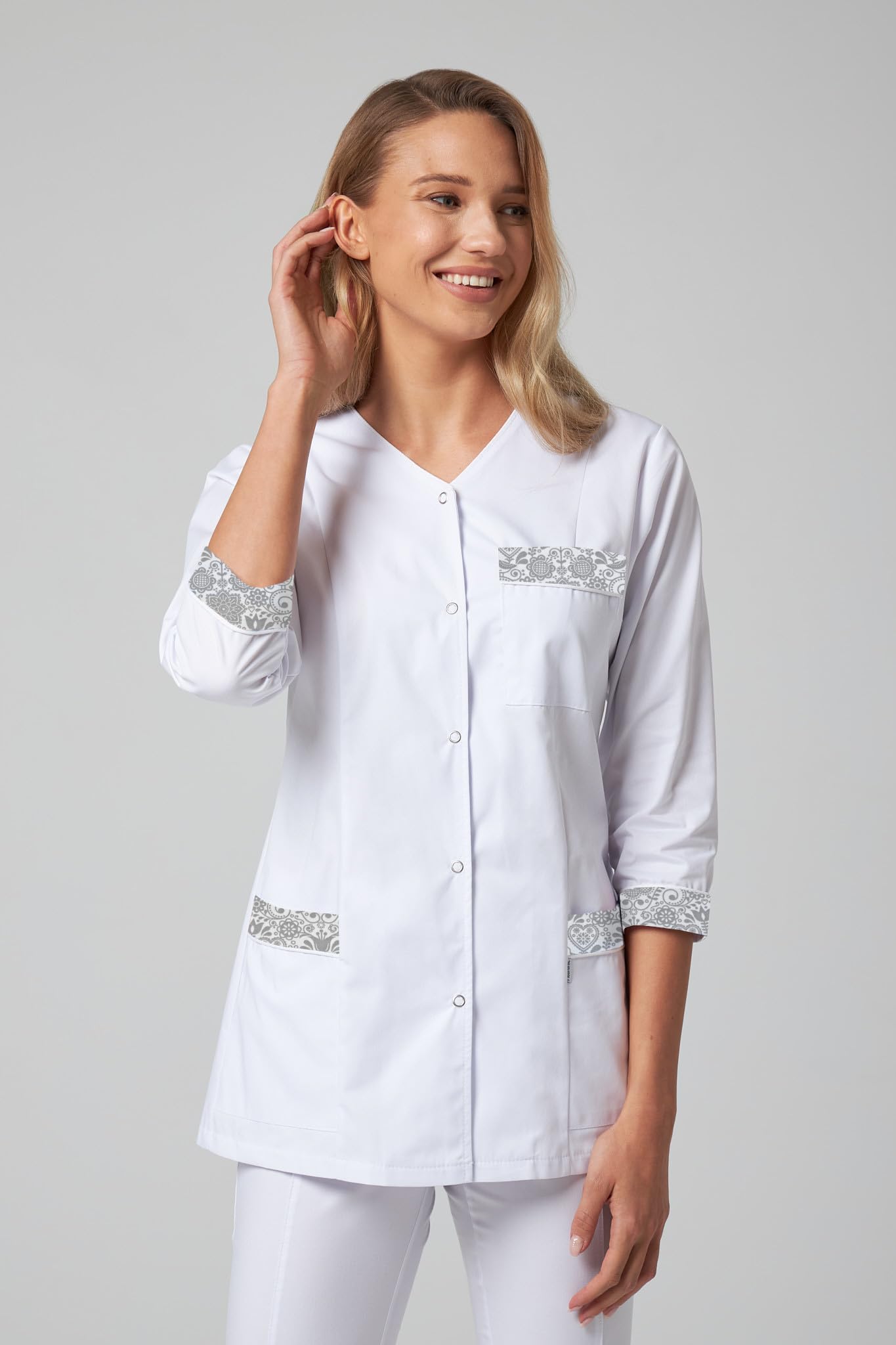 Damen Medizinische Jacke Paradis 3/4 Arm | V-Ausschnitt, Scrubs, Pflege, Ärzte, Ärztinnen