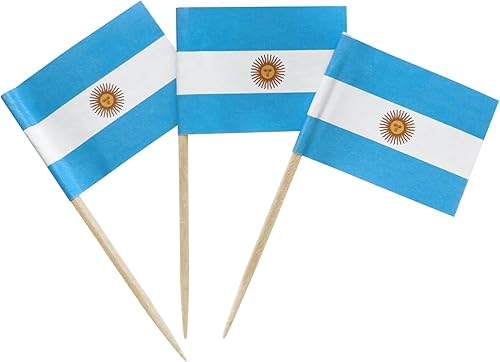 100 piezas de bandera argentina pequeña palillo de dientes decoración de mini cupcakes banderas de cóctel comida banderas cóctel picks