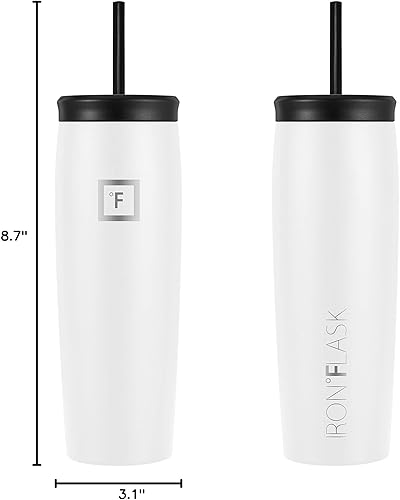 Miniatura 10 de IRON FLASK Nomad - Vaso de 16 onzas con 2 tapas (abatible y con pajilla), de acero inoxidable con aislamiento al vacío, doble pared, taza térmica