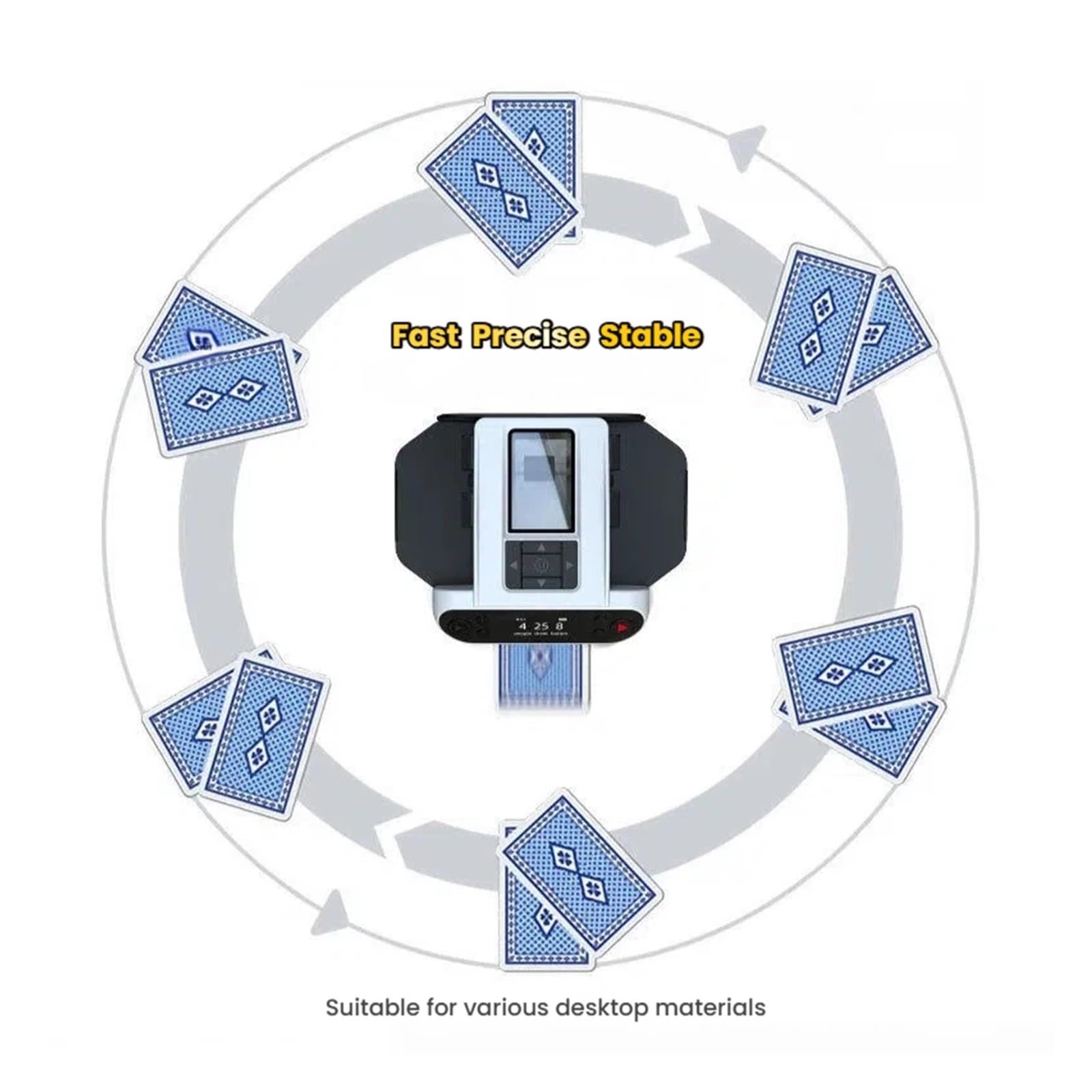 Mescolatore e mazziere automatico di carte, distribuzione con rotazione a 360°, 12 giocatori, supporta carte da gioco di varie dimensioni(Black)