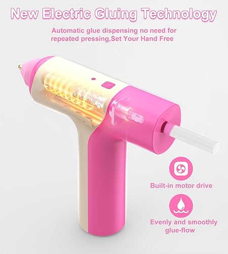 Miniatura 5 de Pistola de pegamento caliente inalámbrica, dispensación automática de 15 segundos, pistola de pegamento rápida para manualidades con 30 piezas de