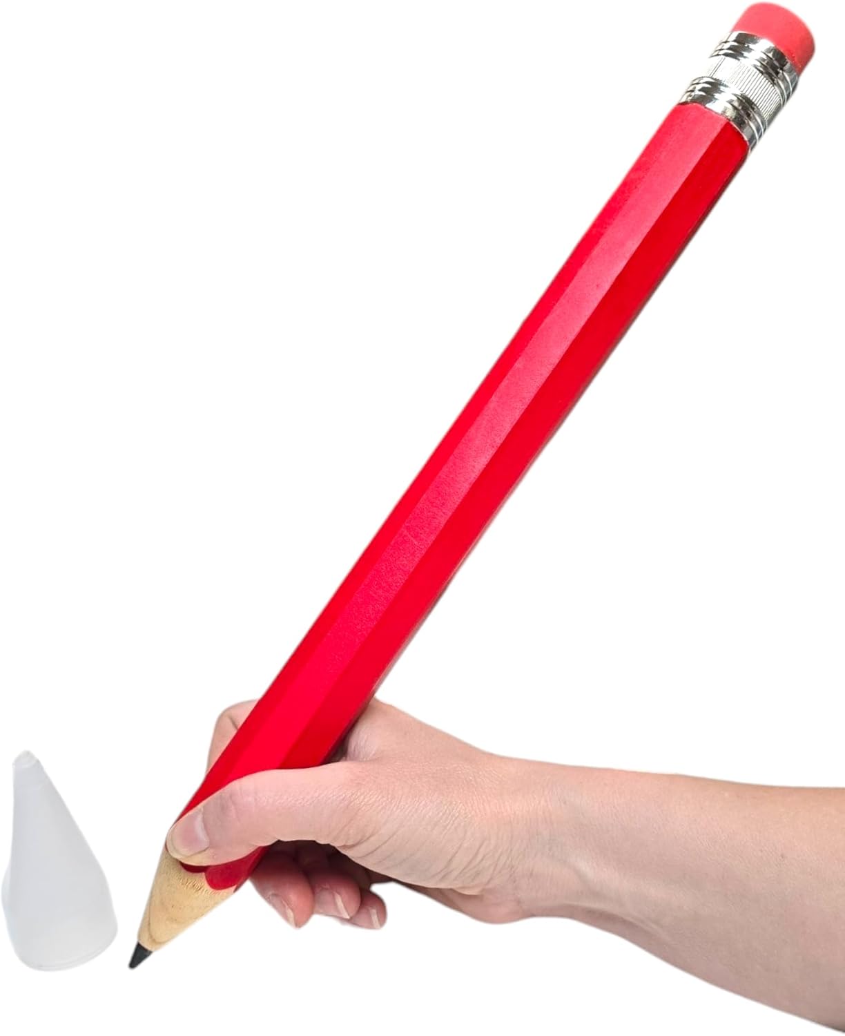 Zugar Land Giant Pencil 15" (4 Colors Available: Orange, Yellow, Blue and Green) Real Wood. Already Sharpened. Large Wooden Jumbo Pencils with Pink Top Erasers (12 Pack (4 Colors))