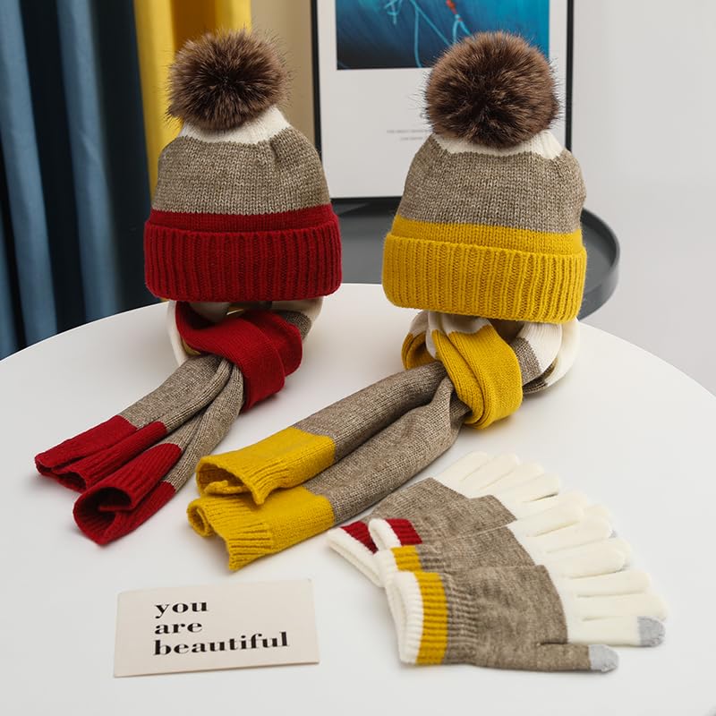 Zonto wintermütze Kinder Kindermütze Winter Plus Samt Schalhandschuhe Dreiteiliges Set Verdickte Warme Wollhut Für Jungen Und Mädchen