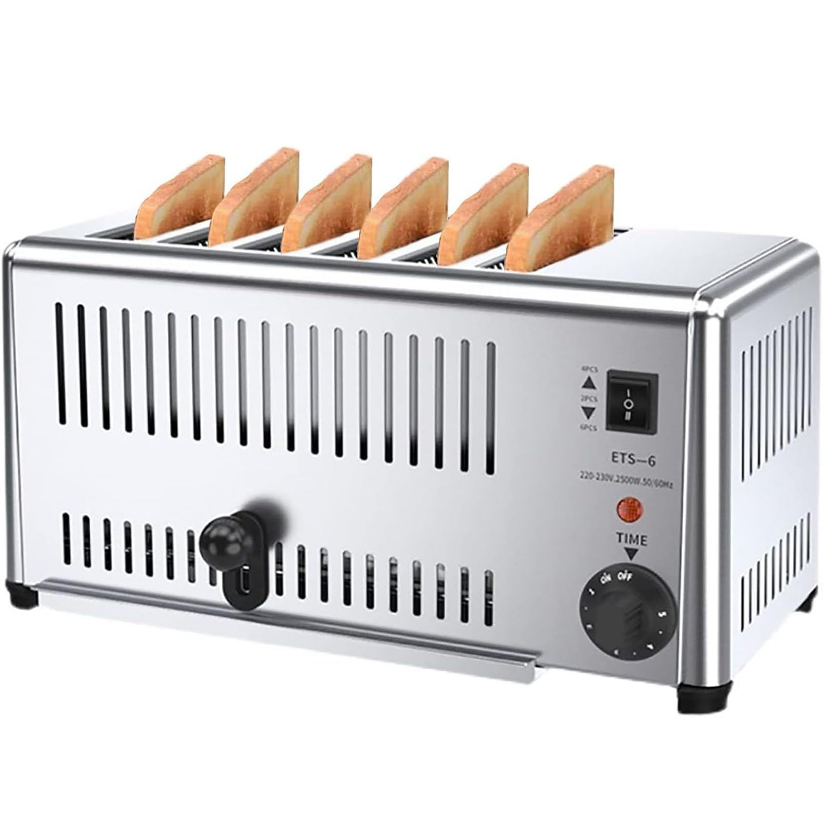 Toster komercyjny ze stali nierdzewnej, 1800 W/2500 W, z bardzo szerokimi szczelinami na chleb, toster do bułek hamburgerowych ze zdejmowaną szufladą na okruchy, do różnych rodzajów chleba