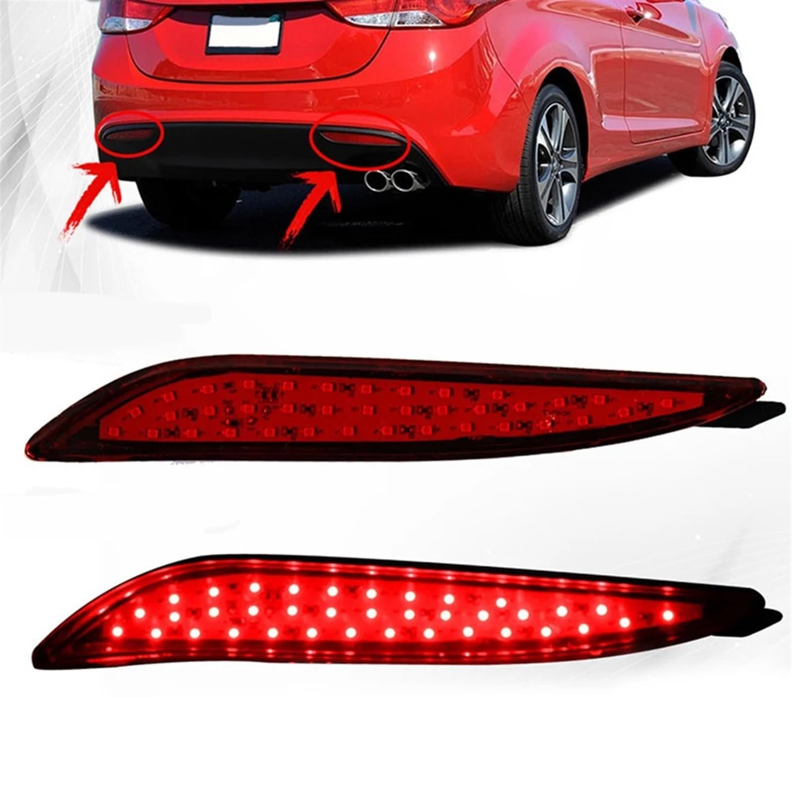 MEIZIYU 1 Pair Car LED Rear Bumper Reflector Tail Light Fit For Hyundai Elantra 2012-2014 Signal Light Braking Running Light światła do jazdy dziennej do samochodów