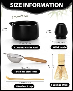 20OZ Matcha Whisk Set - 5PCS Matcha Set Includes Macha Bowl with Spout