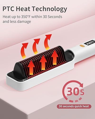 Miniatura 6 de Cepillo alisador de cabello, cepillo iónico para alisar el cabello y peine caliente de plancha con pantalla LED, calentamiento rápido de 10