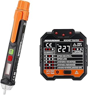 MEASUREMAN Electrical Test Kit, Non-Contact Detector, AC Voltage Tester Pen/Socket Tester, GFCI Outlet Tester, Live/Null Wire Judgment