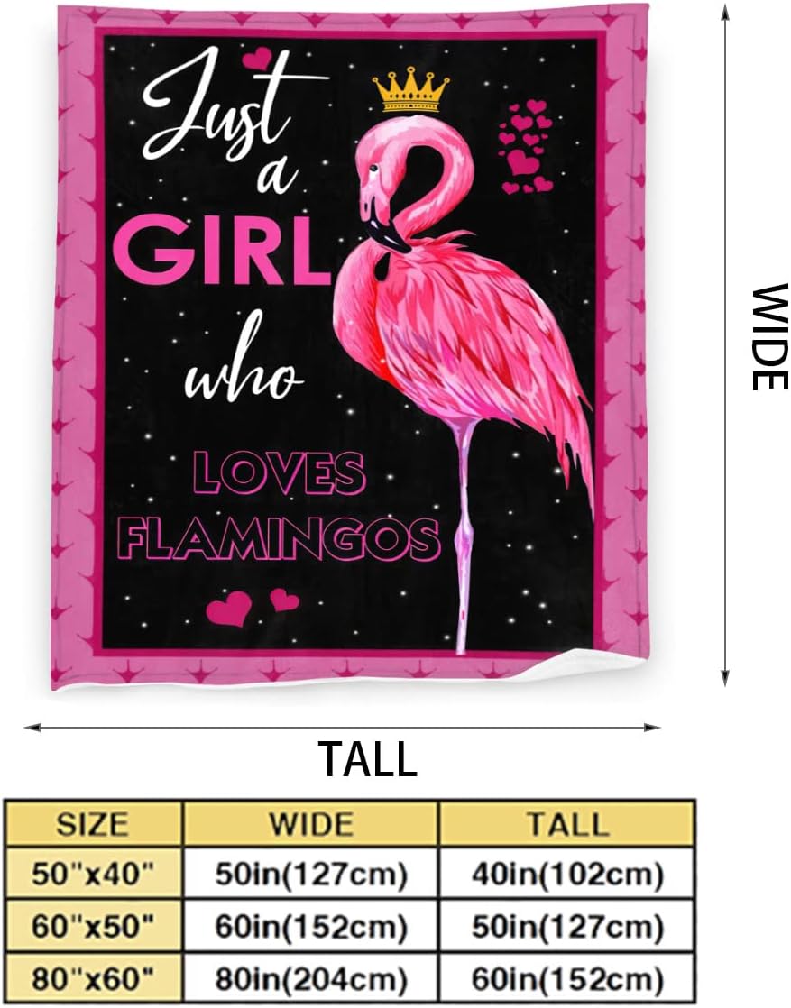 Just A Girl Who Loves Flamingos Blanket Cute Flamingos Decor Throw Blanket Gifts for Girls Super Warm Soft Plush Lightweight Fleece Flannel Blanket Winter Bedding Blanket for Kids Adults Women 40"x50" - Image 2