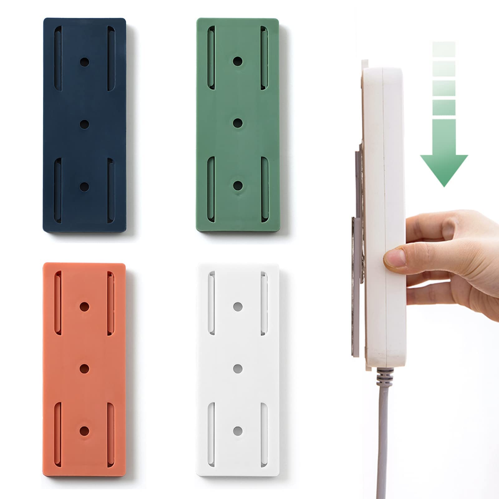 Self Adhesive Power Strip Holder - 4pcs Socket Organizer, Simplest Mount For Power Board, Remote Control Storage In Kitchen, Home And Office
