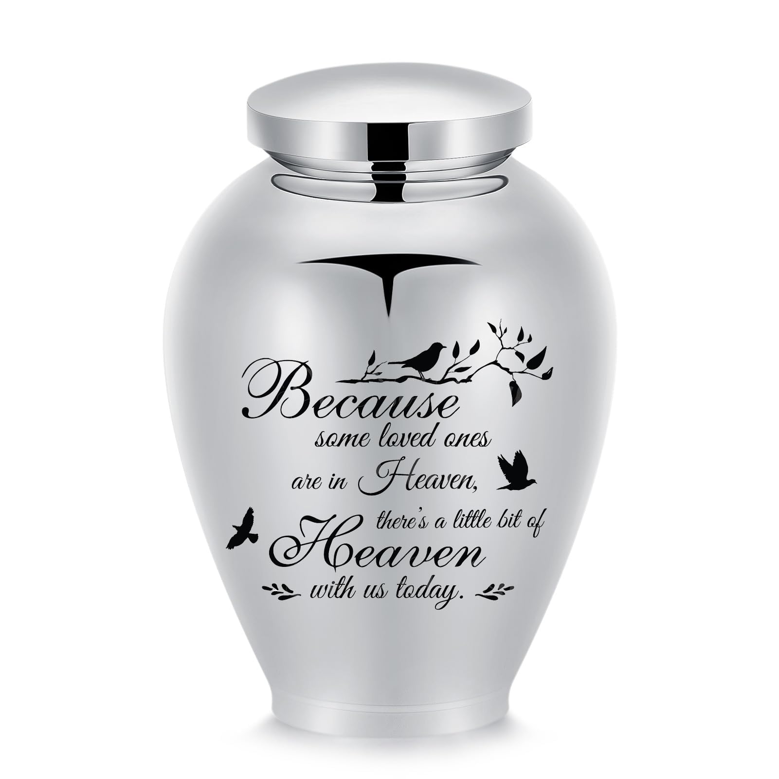 Large Cremation Urns for Human Adult Ashes Butterfly Angel Wings Tree of Life Memorial Funeral Burial Decorative Ash Holder Keepsake for Men Women (Silver-heaven Lives With Us, in Our Loved Ones)