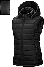 Outdoor Ventures Women's Lightweight Packable Hooded Puffer Vest Outerwear Zip Up Warm Sleeveless Winter Jacket Quilted Coat