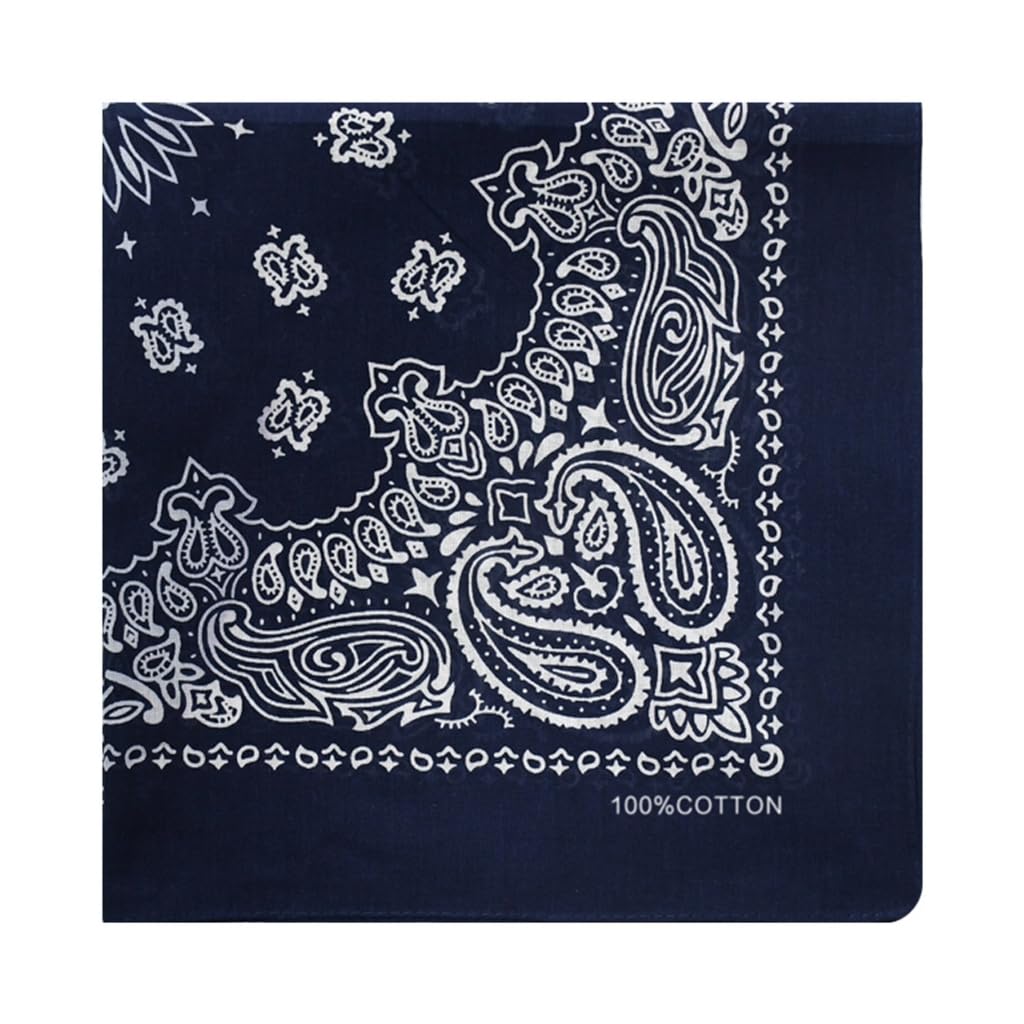 Firstxiu Navy Blue Cotton Double Bandanas Headscarf Comfortable Headscarf Multipurpose Handkerchief For Fashion Enthusiasts