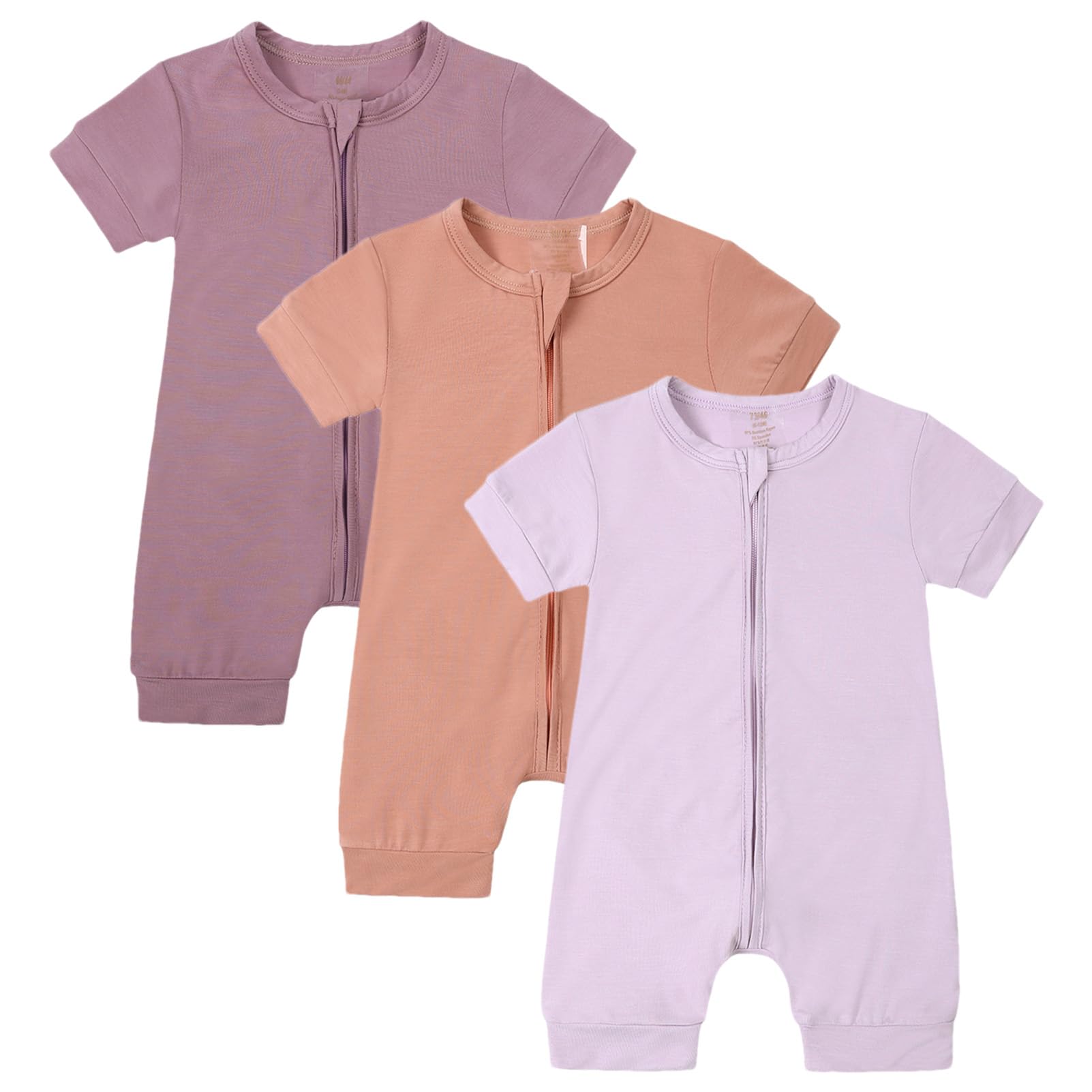 amropi Neonato Bimba Bimbo Pagliaccetto 3 pezzi Pigiama Manica Corta Jumpsuit Cerniera Tutine