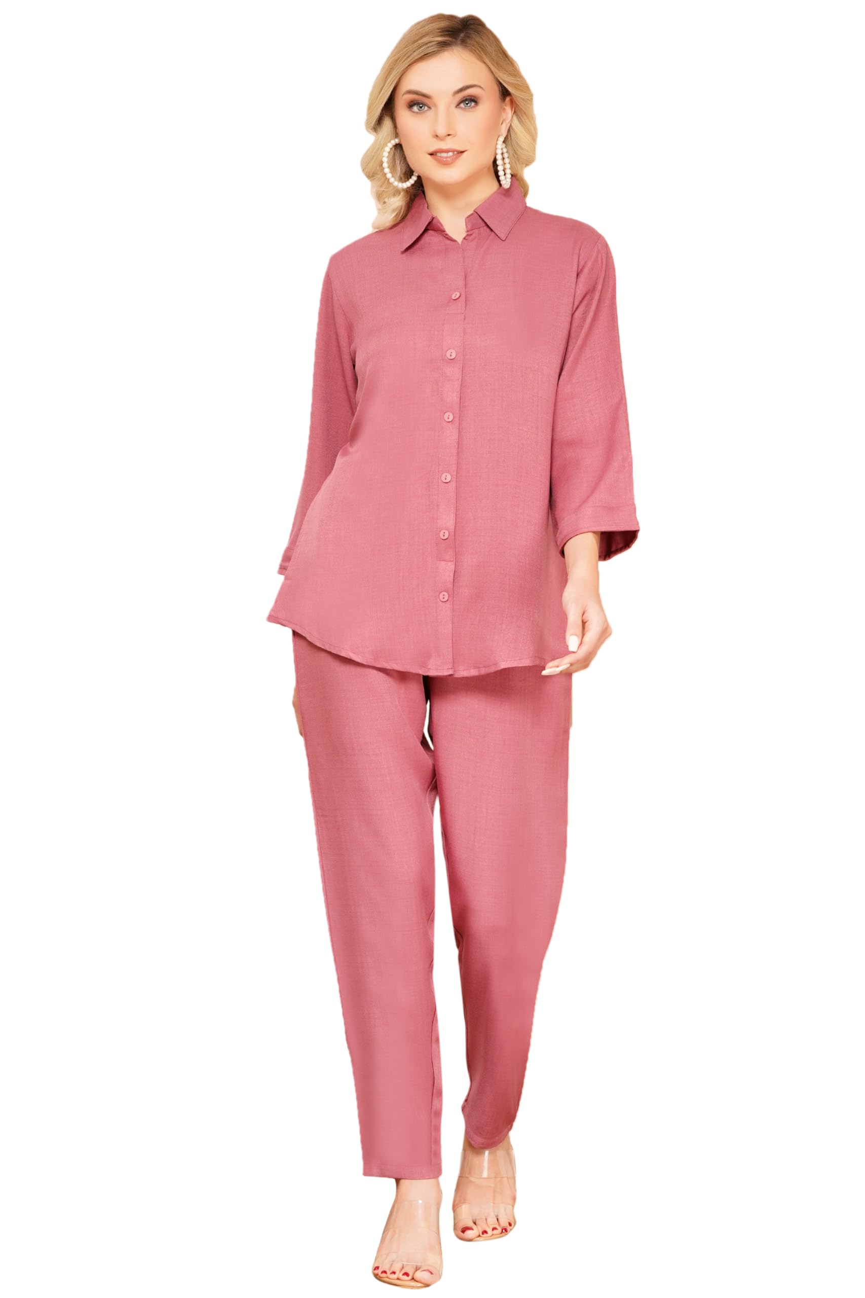 Formal CO-ORD Set for Women, Colors - Black, Navy Blue, Pista Green, Onion & Lilac, Sizes - M to 4XL