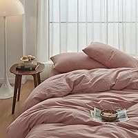 Vista 3 de Face Two Face Bedding Duvet Cover Set 3 Pieces 100% Washed Cotton Duvet Cover Linen Like Textured Breathable Durable Soft Comfy