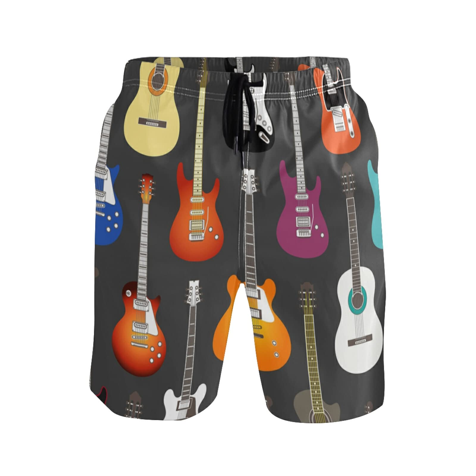 Linomo Men's Swim Shorts Musical Instruments Music Guitar Violin Swimming Trunks Beach Shorts Quick Dry Surfing Board Shorts for Men Multicoloured
