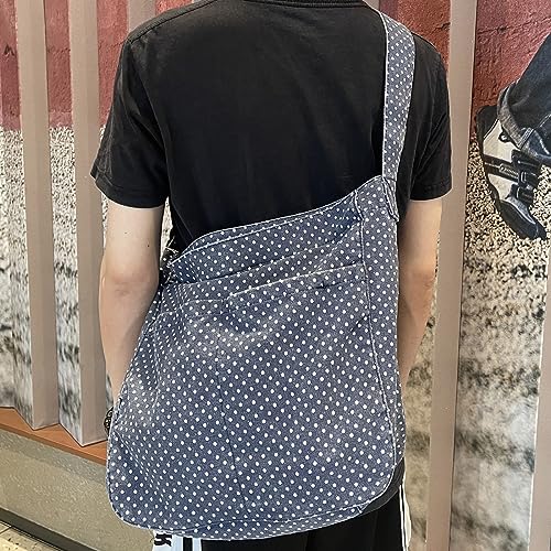 Image of Canvas Hobo Crossbody Shoulder Tote Bag for Women and Men W /Multi-pocket Casual Purse Messenger Bags Travel Work