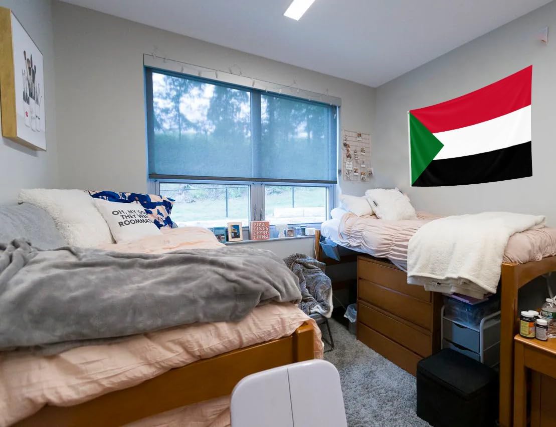 Sudan Flag 5x8FT Sudanese National Polyester Flag With 2 Grommets For Patriotic Sudanese Themed Festival Events Party Decoration (Sudan, 5x8FT)