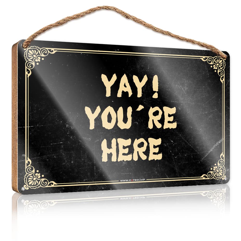 Signs For Home Decor Yay! You'Re Here Wooden Sign Wood Plaques For Crafts Front Porch Decor(20X30CM)