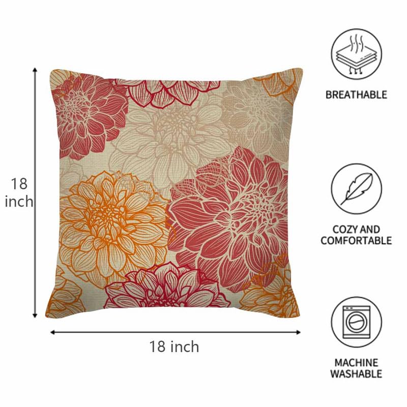 Image of Throw Pillow Covers Colorful Dress Flowers of Dahlia Pink Abstract Artistic Pillow Case 18x18 Inch Cushion Cover for Home Party