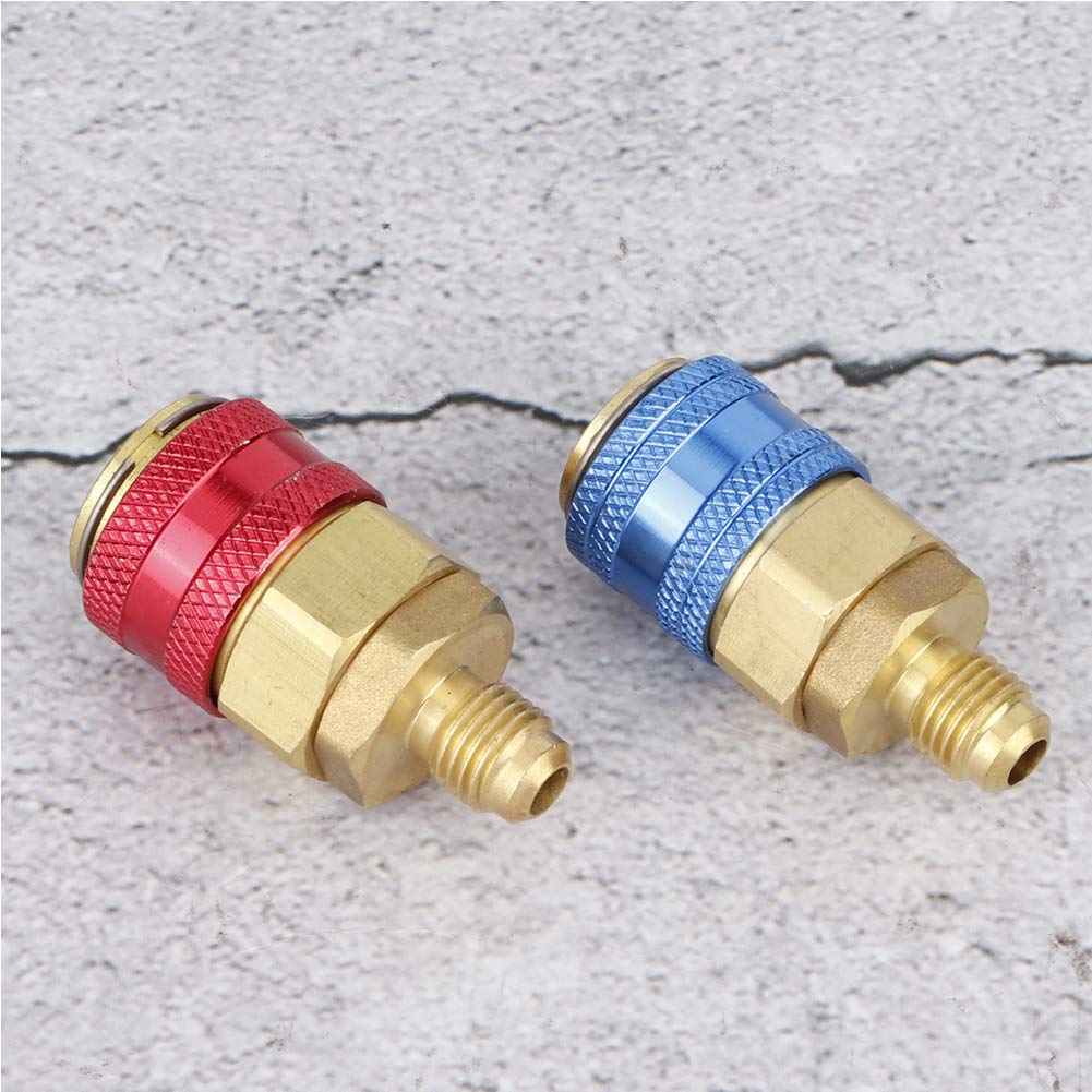 2pcs Adattatori per Attacco Rapido R134A Connettore per Attacco Rapido Diritto Ad Alta Bassa Pressione Adattatore per Refrigerante CA per Auto Tubo di Ricarica Refrigerante per