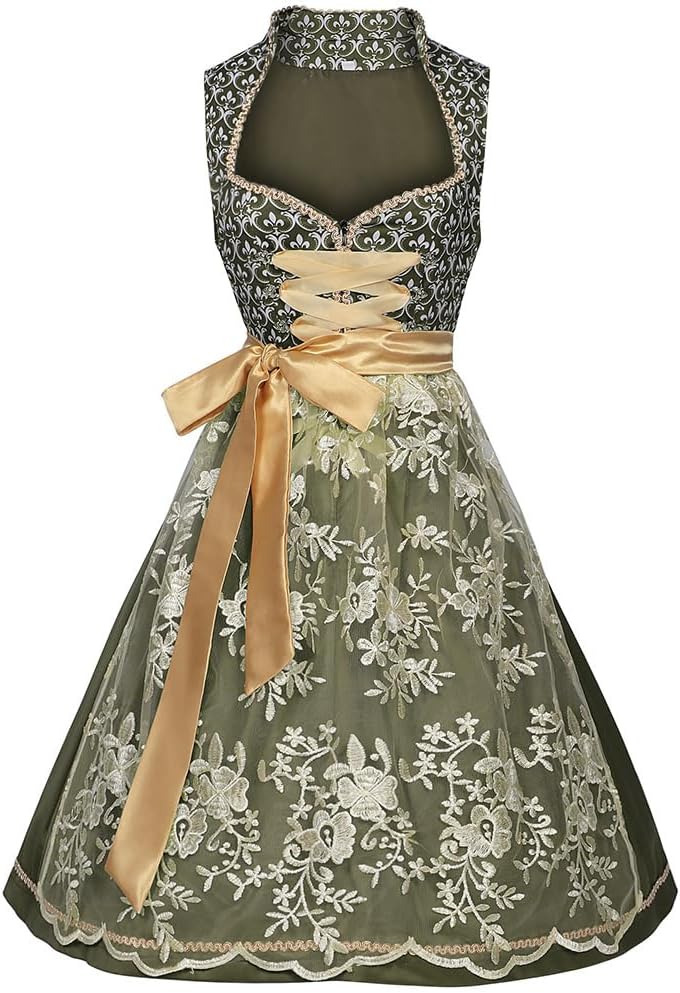 Oktoberfest Bavarian Dress Women's Dirndl Dress German Costume Plaid Maid Halloween Party Outfits