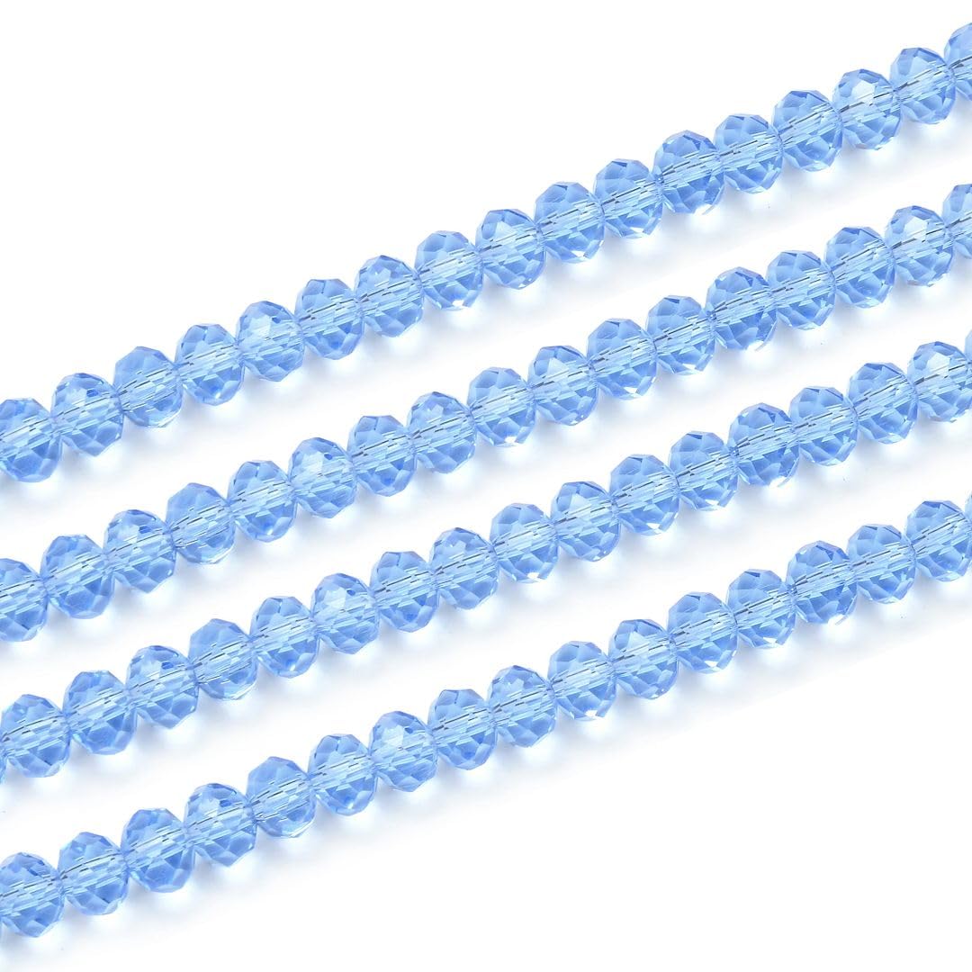 1000pcs Czech Faceted Rondelle Crystal Glass Beads 4mm Small Tiny Bulk Light Sapphire Blue