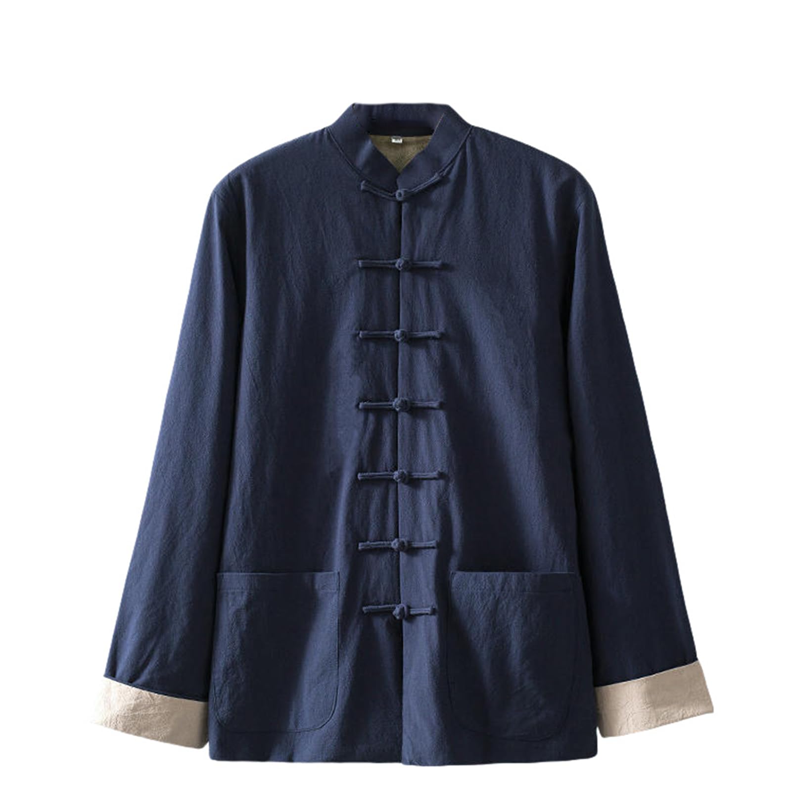 Męski jesienno-zimowy gruby polar retro chiński styl hanfu stringi żaba guziki ciepły top płaszcz