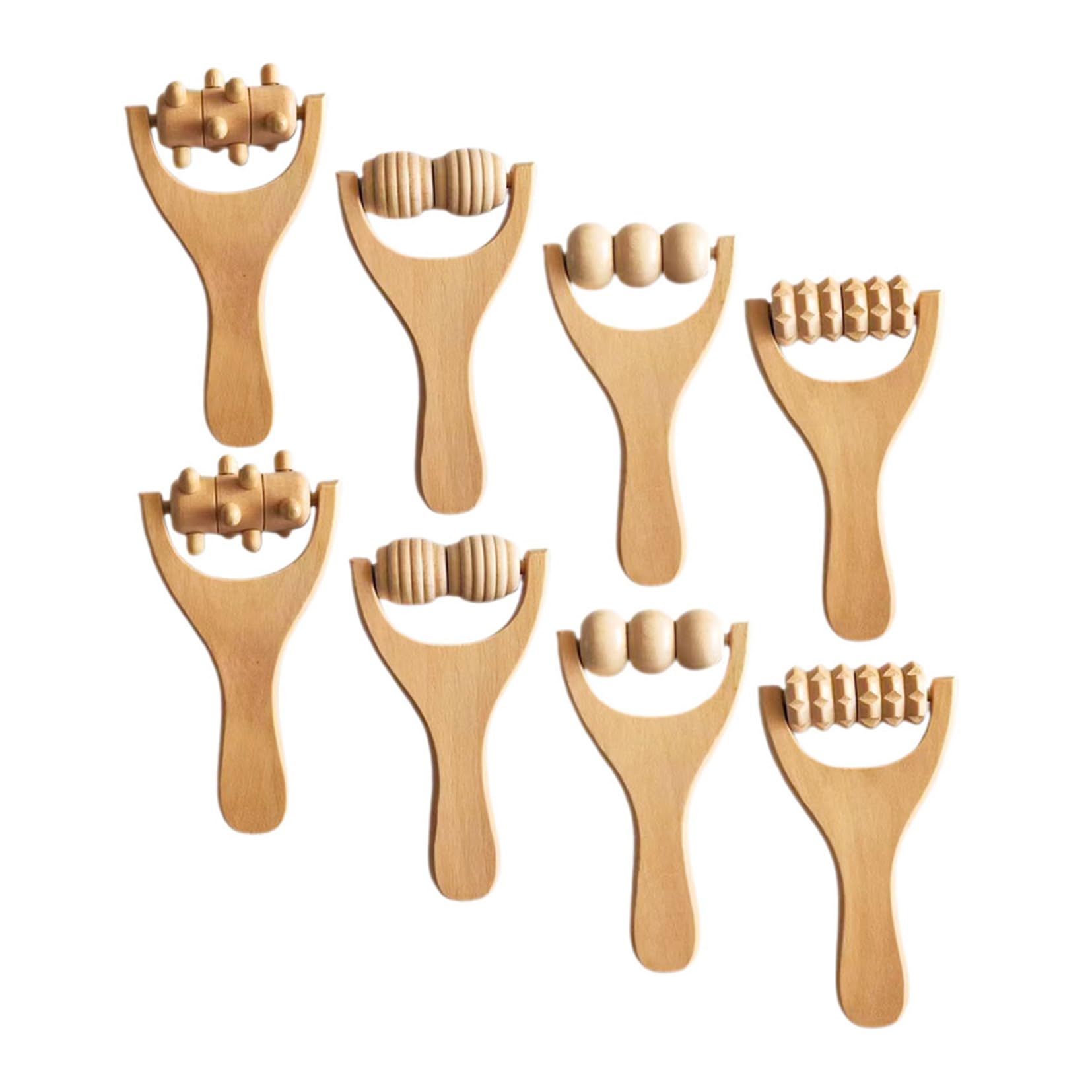 Genérico Herramienta de Masaje de Madera 8 Piezas para Pies y Cuerpo Masajeador de Puntos de Acupresión Portátil Dispositivo Multifuncional para Aliviar Tensión y Uso Diario