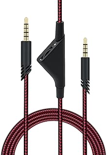 Mcbazel 2M 6.5 Feet Replacement Headset Cable with Volume Control for Astro A10/ A30/ A40 Cord Replacement, Headset Cord Lead for PS5/ PS4/ Xbox Series X&S/Xbox One - Red/Black