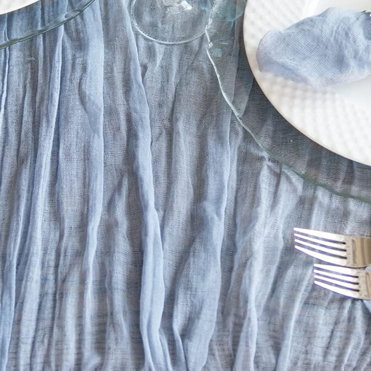 Miniatura 6 de Magic Moment - Camino de mesa de gasa estilo rústico y bohemio, de 160 pulgadas, largo, para decoración de mesa de Navidad, boda o cena romántica,