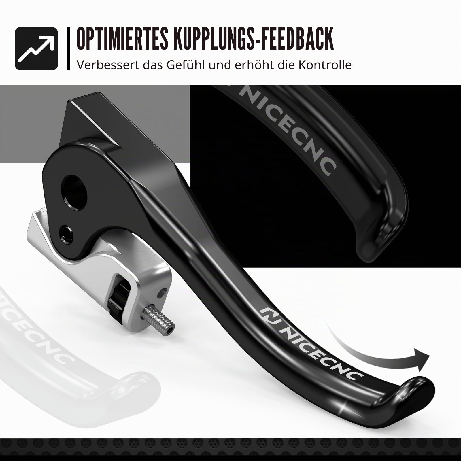 NICECNC Shorty Kupplungshebel Kompatibel mit 200/250/300 RR 2013-2025, 350-500 RR/RR-S 4-Takt 2012-2025, 250 X-Trainer 2019-2025, 300 X-Trainer 2015-2025, Schwarz